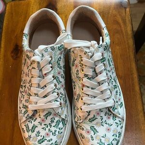 Jack Rogers Leather Lace Up Sneakers Rory White Daisy Size 8